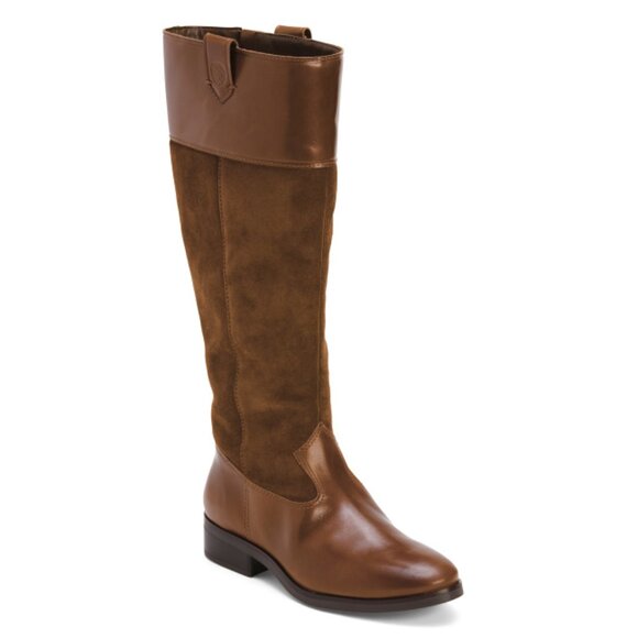 VINCE CAMUTO Coco Bear Leather Selpisa Distressed Tall Shaft Boots - Picture 1 of 2